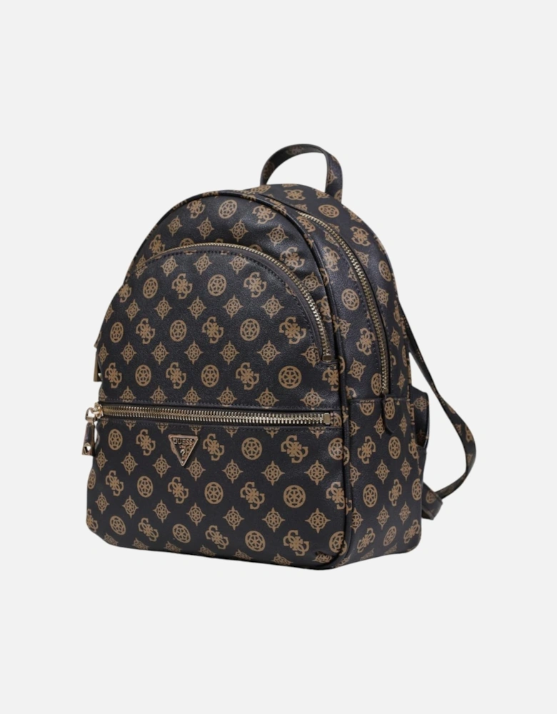 Brown Print Rucksack with Zip and Pockets Women Bags