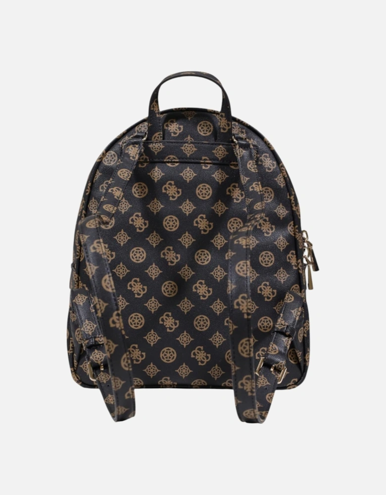 Brown Print Rucksack with Zip and Pockets Women Bags