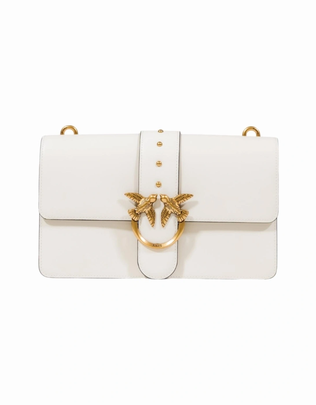 Shoulder Bag with Inside Pockets and Hook Button Women - White