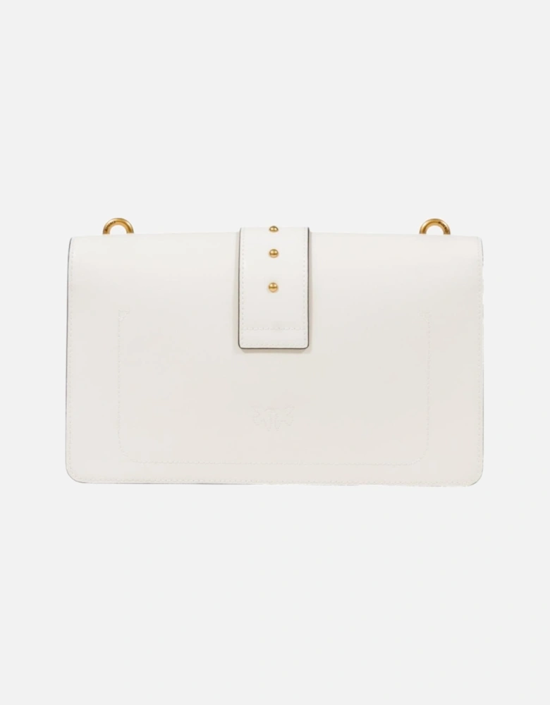Shoulder Bag with Inside Pockets and Hook Button Women - White