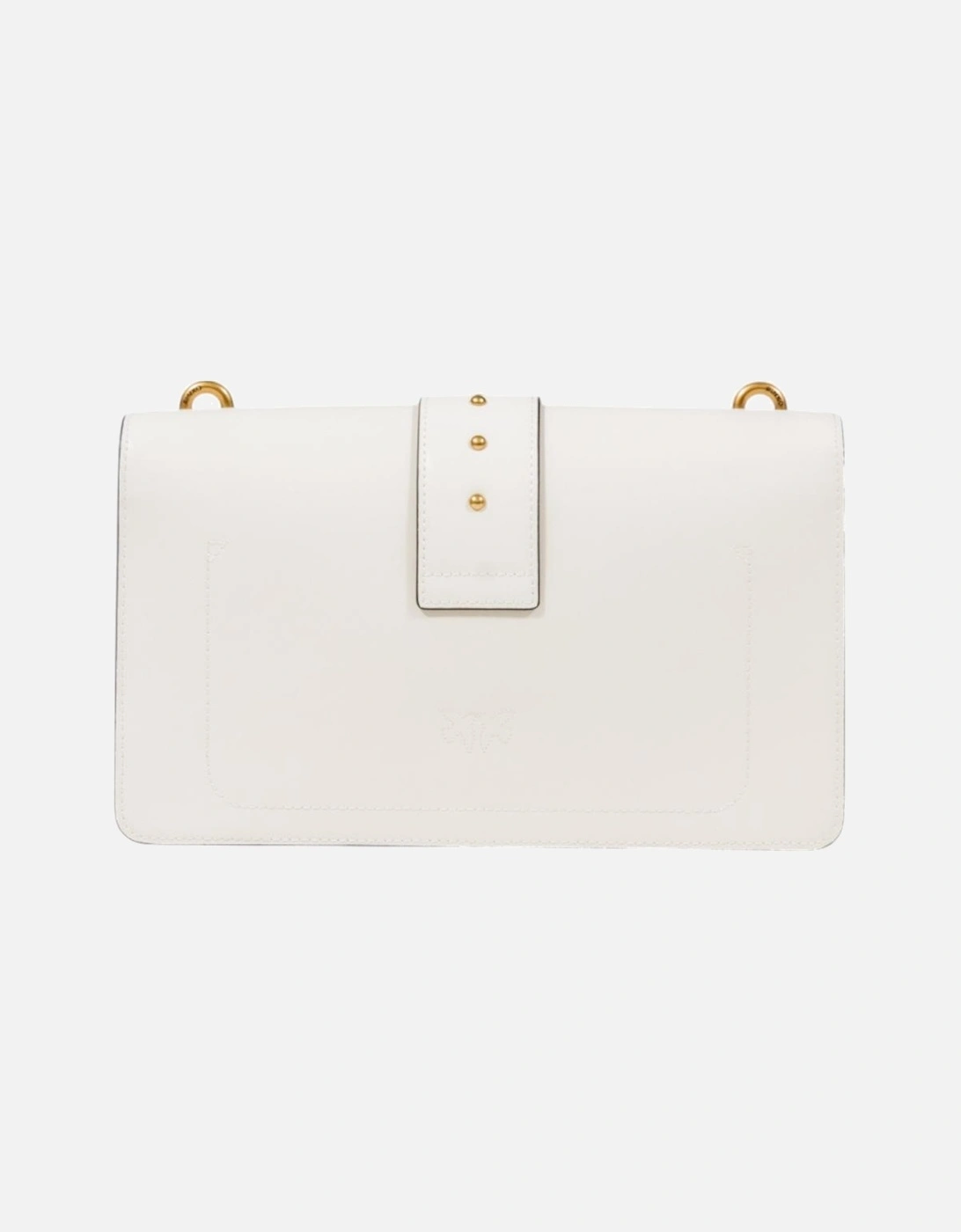 Shoulder Bag with Inside Pockets and Hook Button Women - White