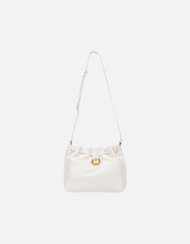 Leather Shoulder Bag with Inside Pocket Women - White