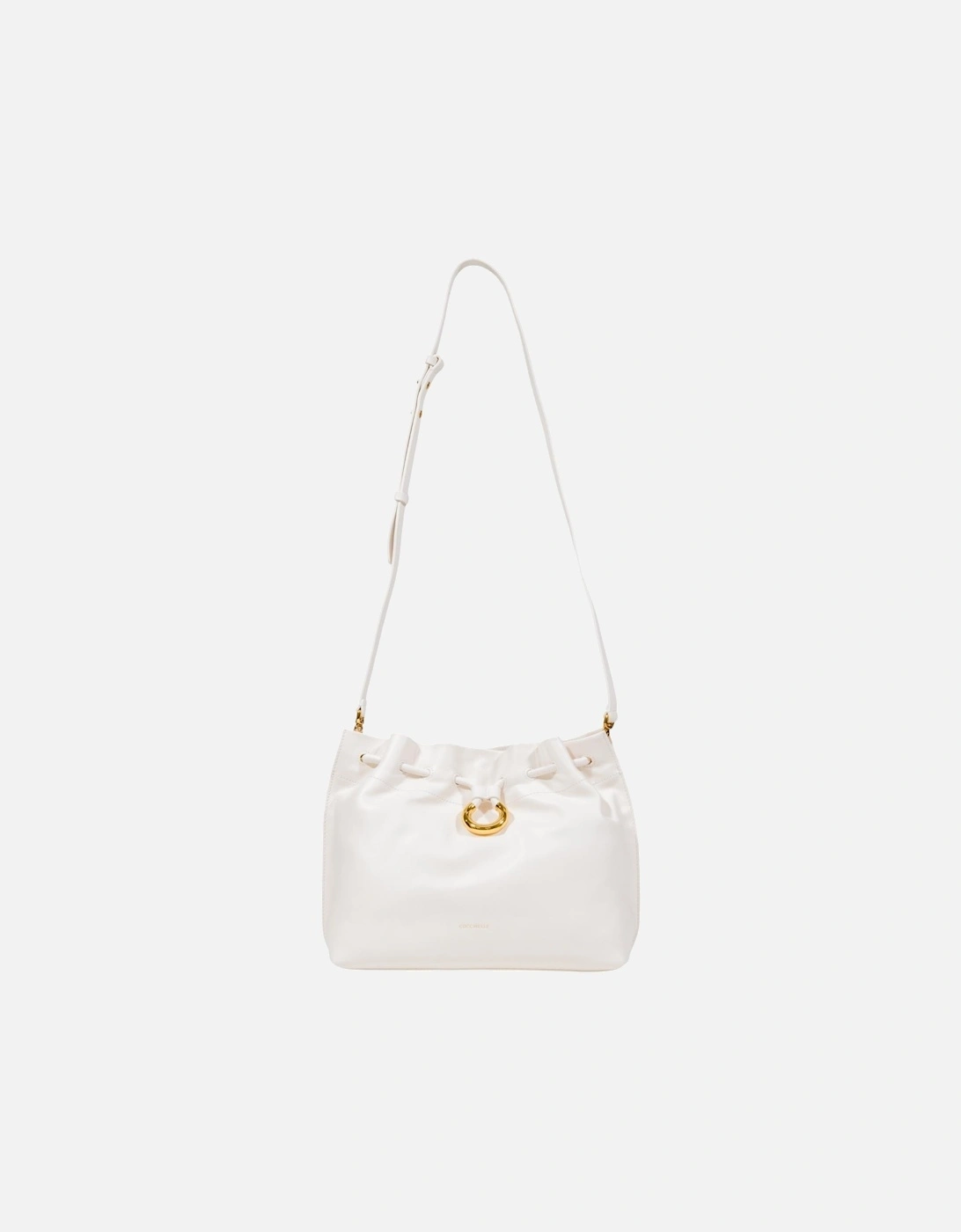 Leather Shoulder Bag with Inside Pocket Women - White