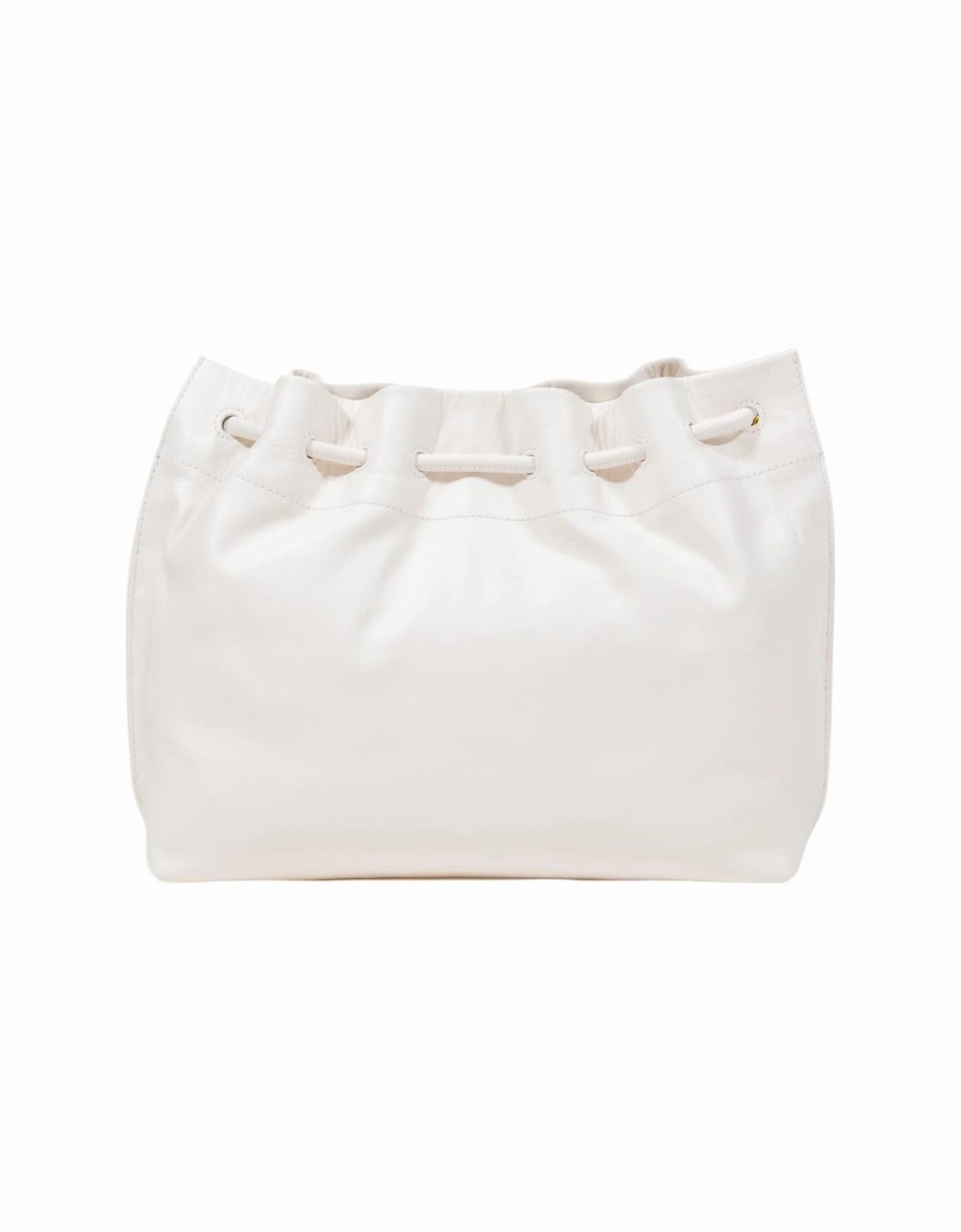 Leather Shoulder Bag with Inside Pocket Women - White