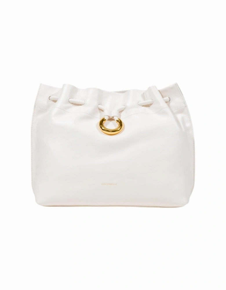 Leather Shoulder Bag with Inside Pocket Women - White