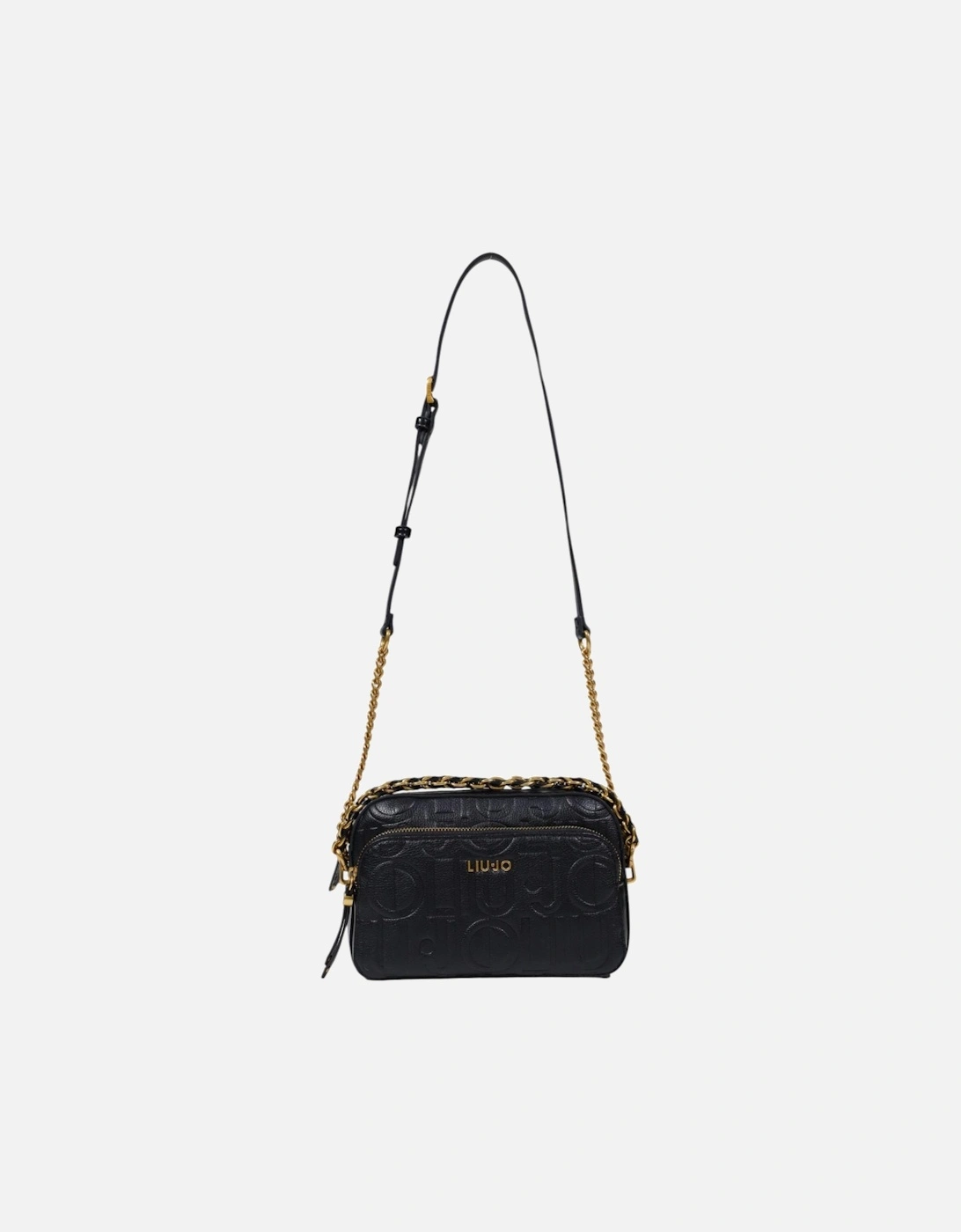 Faux Leather Shoulder Bag with Zip and Pockets Women - Black, 4 of 3