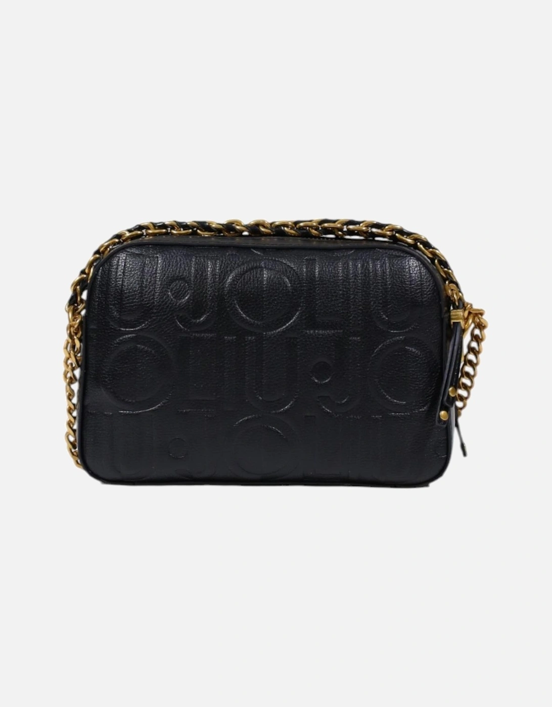 Faux Leather Shoulder Bag with Zip and Pockets Women - Black