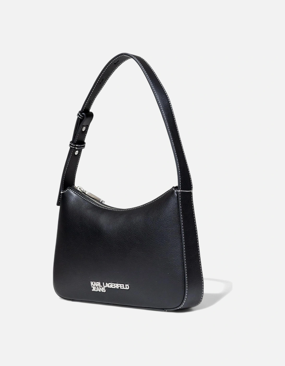 Faux Leather Handbag with Zip Fastening Women - Black Bags