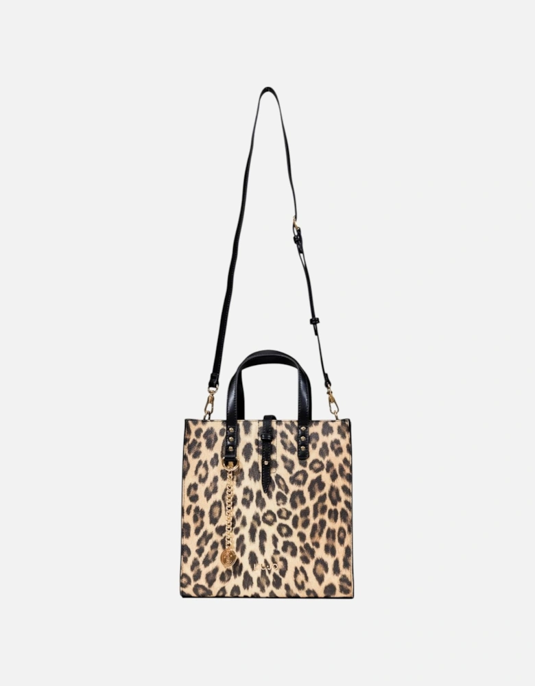 Leopard Print Faux Leather Shoulder Bag Women - Beige