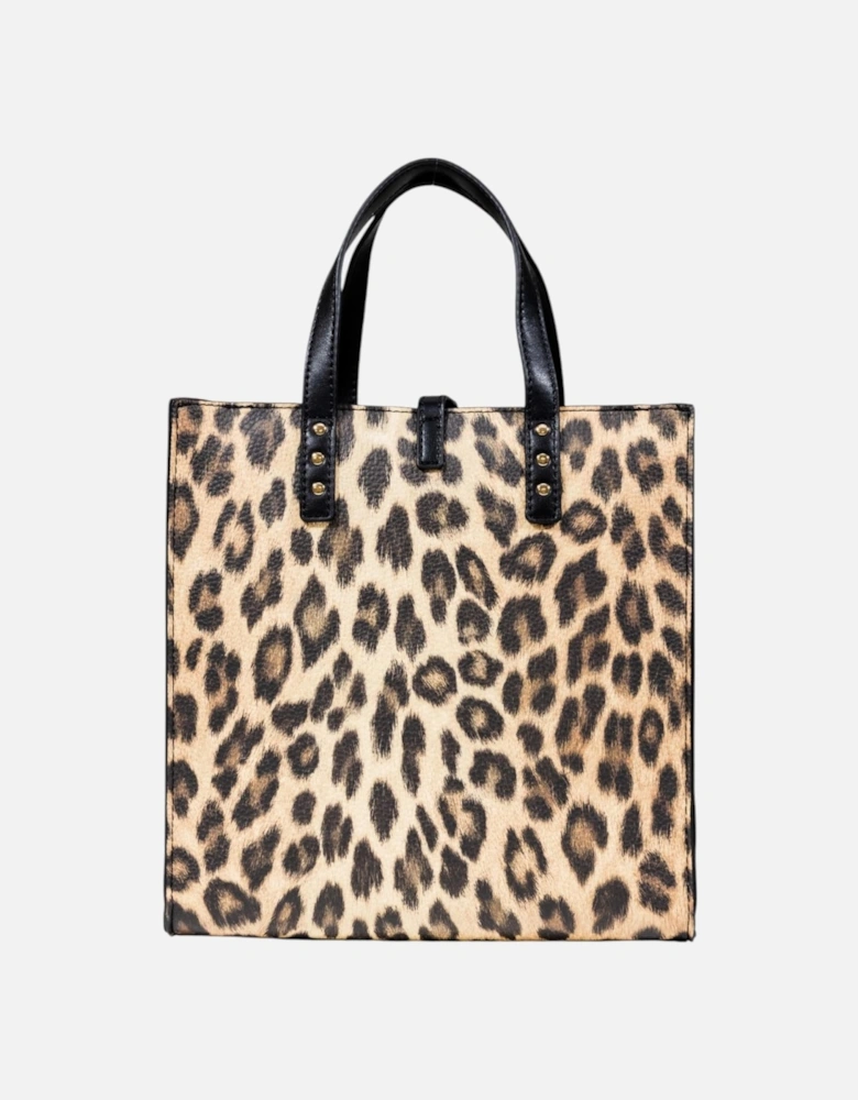 Leopard Print Faux Leather Shoulder Bag Women - Beige