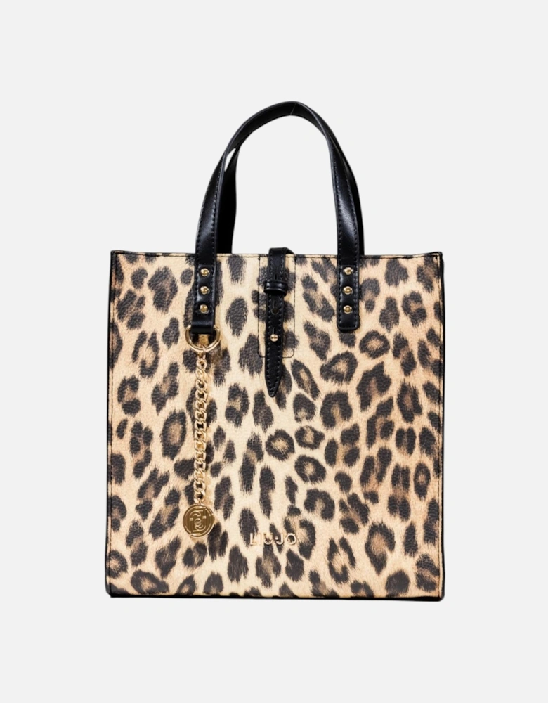 Leopard Print Faux Leather Shoulder Bag Women - Beige