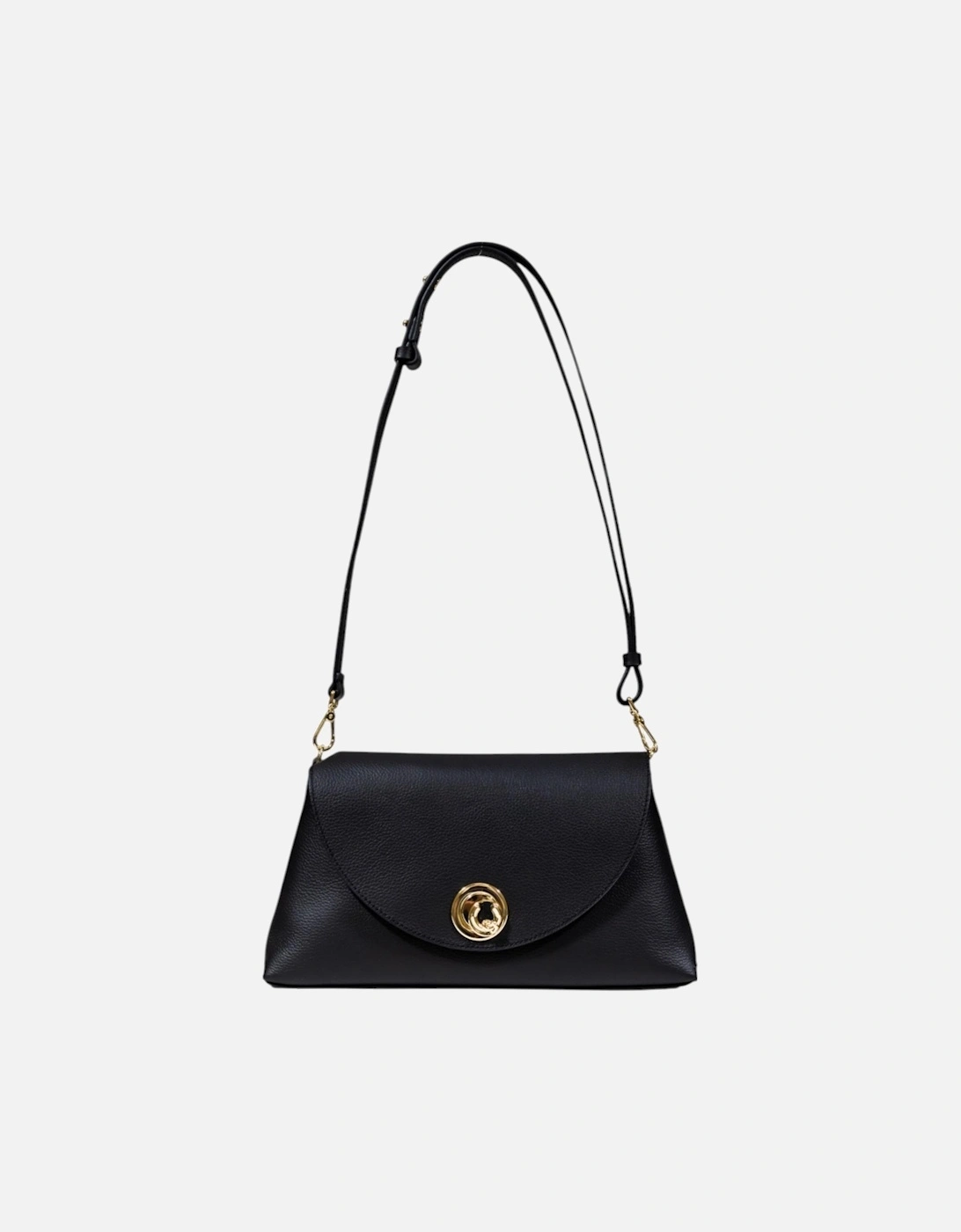 Leather Handbag with Automatic Button Fastening Women - Black Bags, 4 of 3
