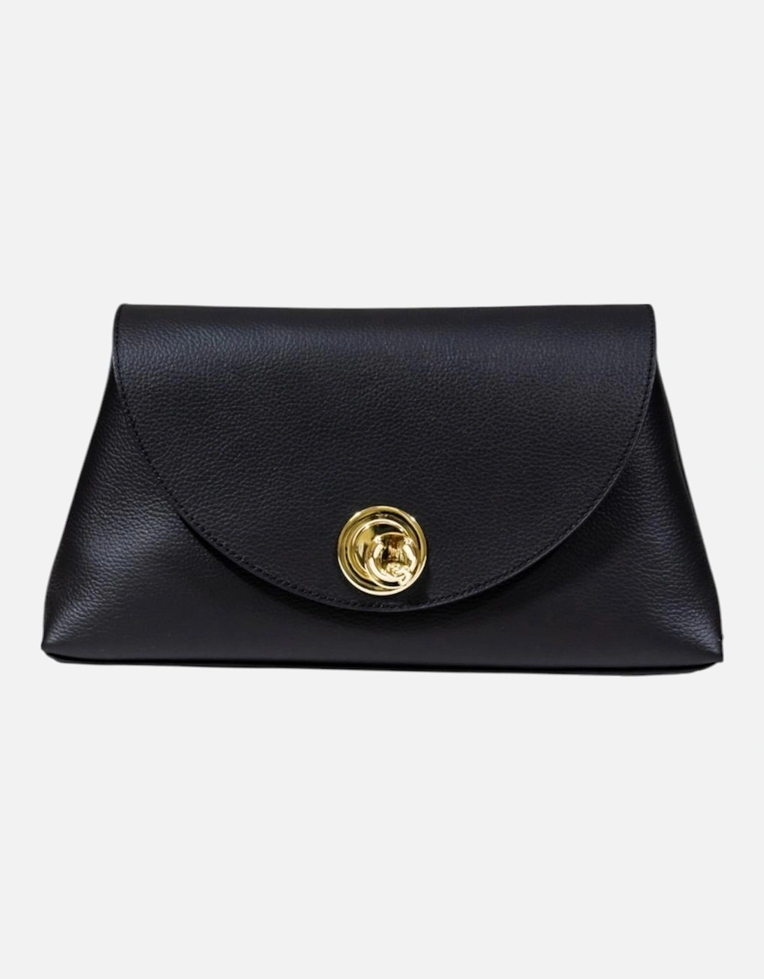 Leather Handbag with Automatic Button Fastening Women - Black Bags