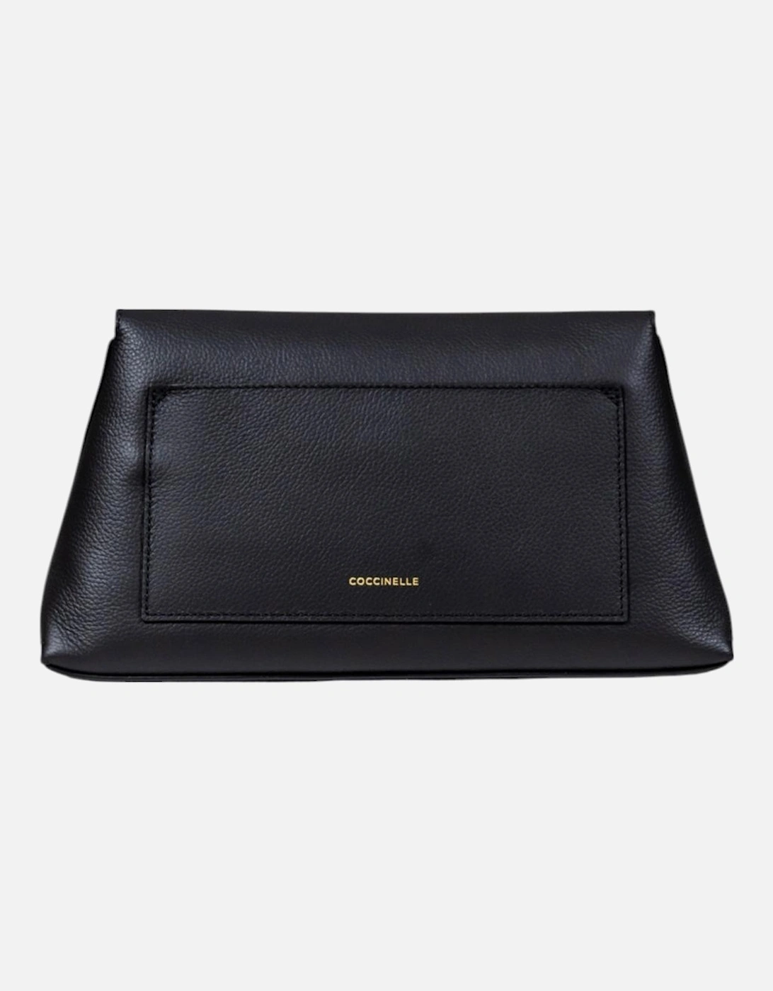 Leather Handbag with Automatic Button Fastening Women - Black Bags