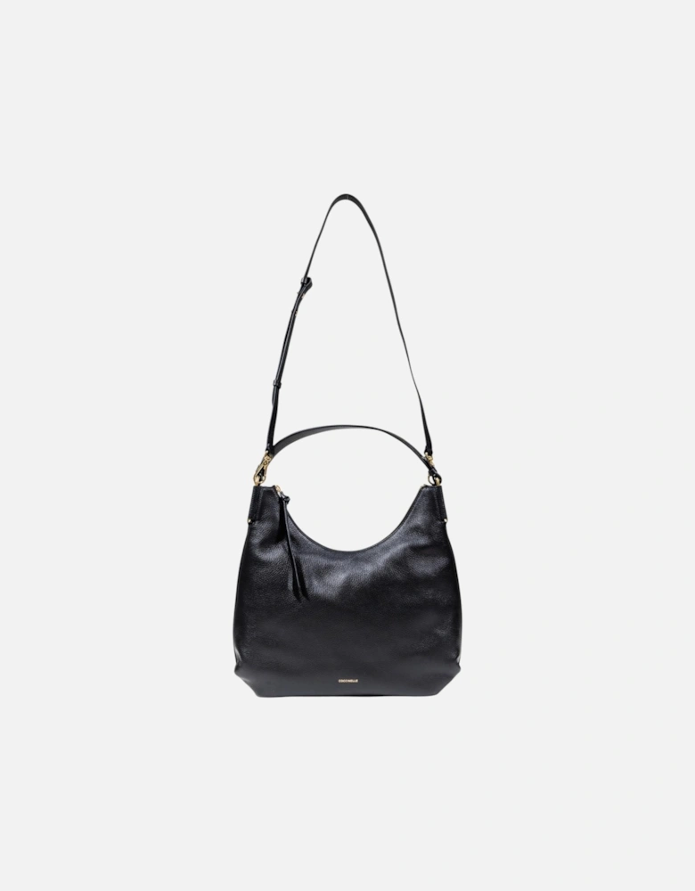 Leather Handbag with Shoulder Strap Women - Black Bags