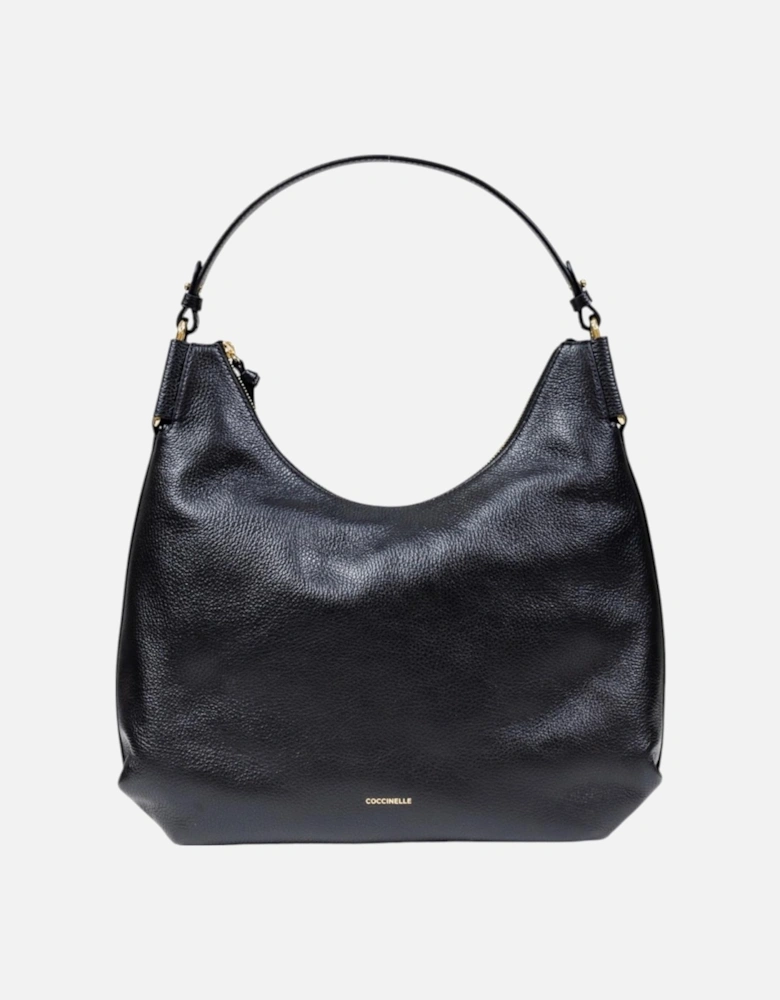 Leather Handbag with Shoulder Strap Women - Black Bags