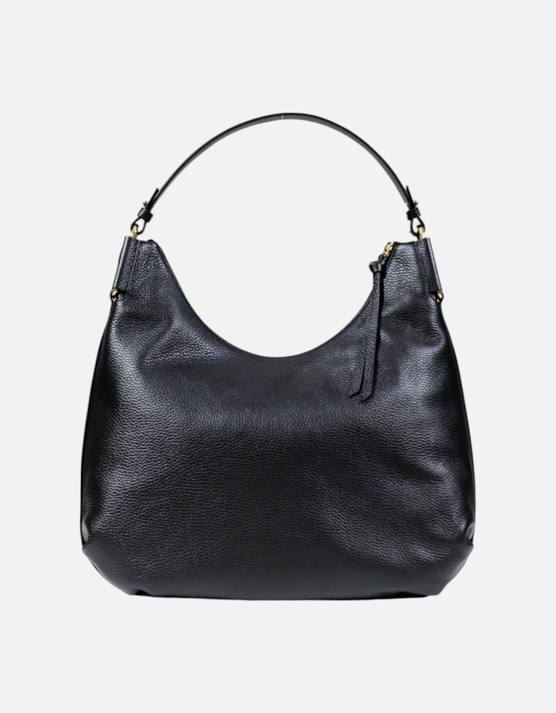 Leather Handbag with Shoulder Strap Women - Black Bags