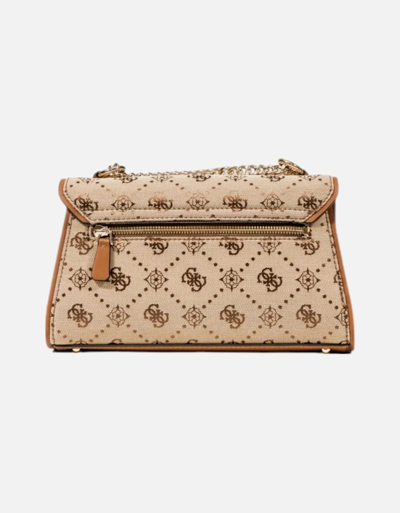 Printed Shoulder Bag with Automatic Fastening Women - Beige