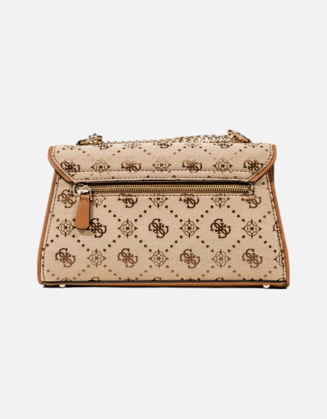 Printed Shoulder Bag with Automatic Fastening Women - Beige
