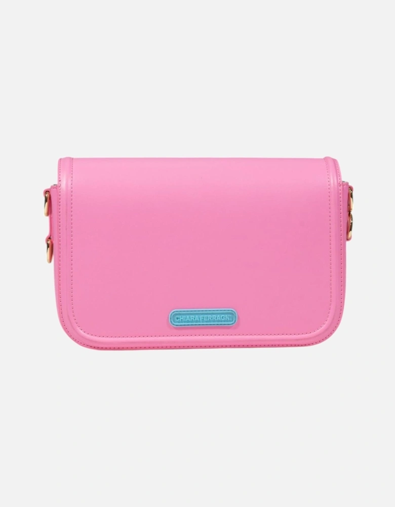 Polyurethane Button Fastening Shoulder Bag Women - Pink