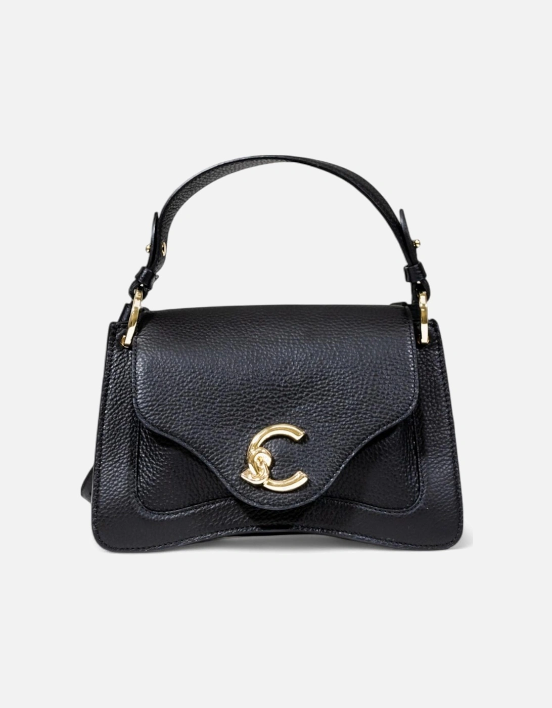 Leather Handbag with Shoulder Strap Women - Black Bags