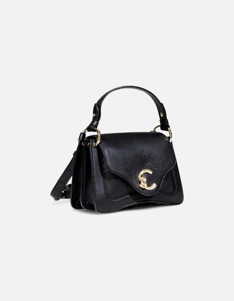 Leather Handbag with Shoulder Strap Women - Black Bags