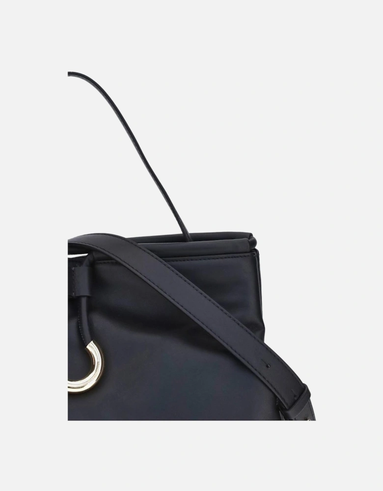 Lisbet Calf Leather Shoulder Bag with Gold C Logo Women - Black