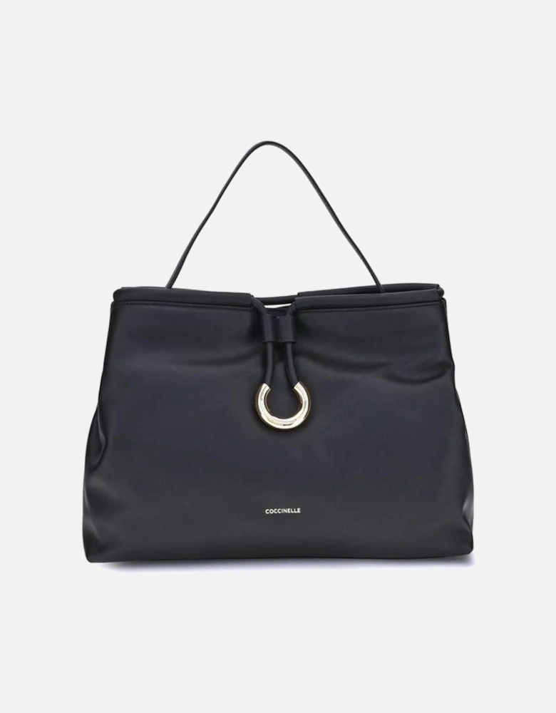 Lisbet Calf Leather Shoulder Bag with Gold C Logo Women - Black