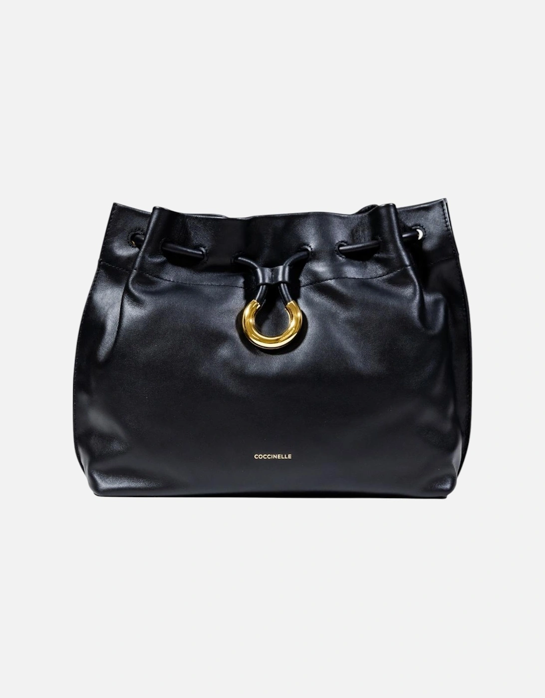 Leather Shoulder Bag with Inside Pockets Women - Black, 4 of 3