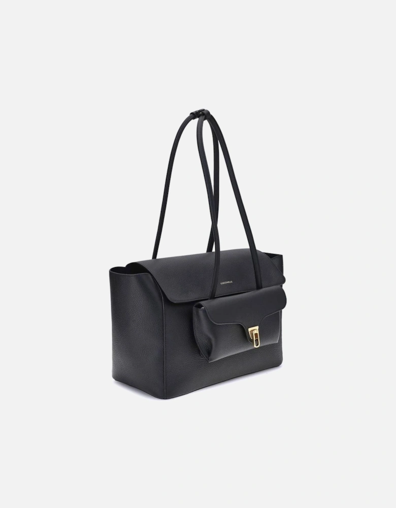 Double Bit Elegant Shoulder Bag with Detachable Clutch Women - Black