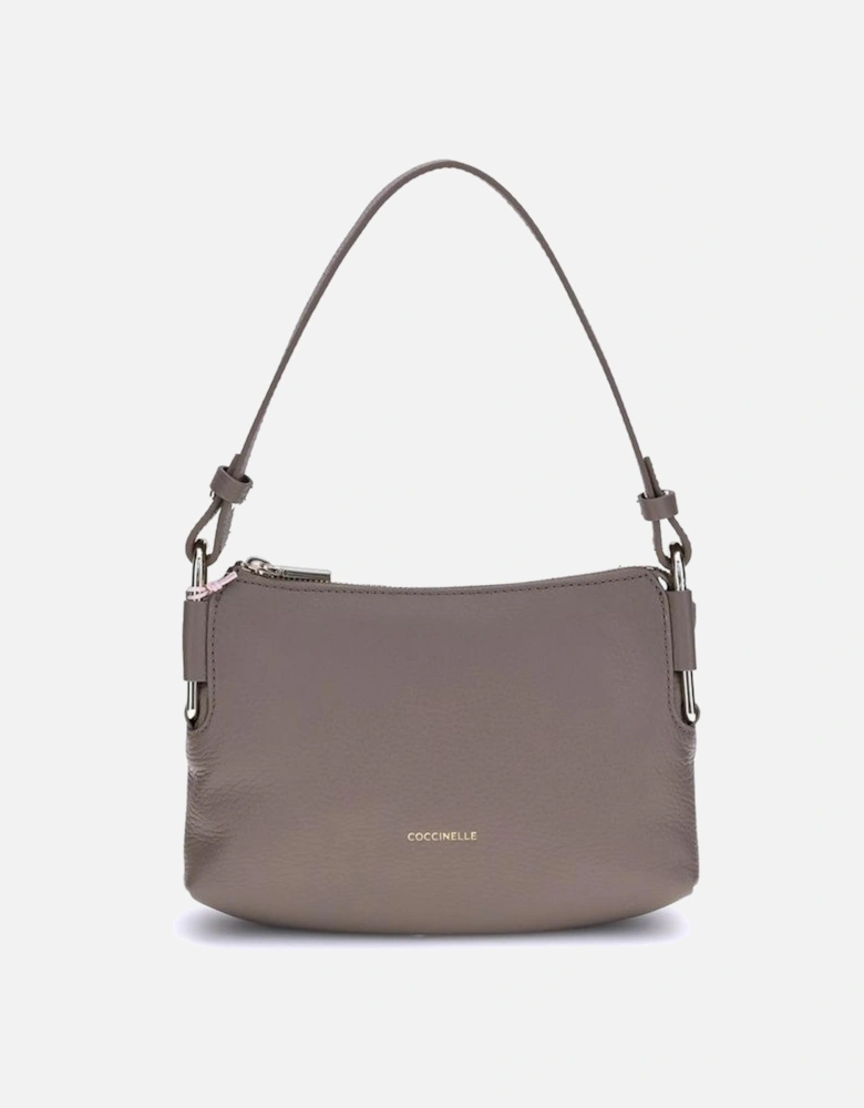 Elegant Leather Shoulder Bag with Adjustable Strap Women - Gray