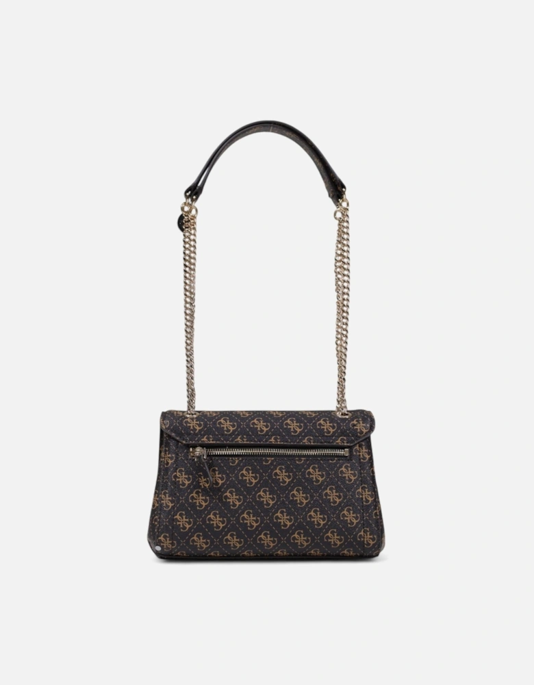 Print Handbag with Automatic Button Fastening Women - Brown Bags