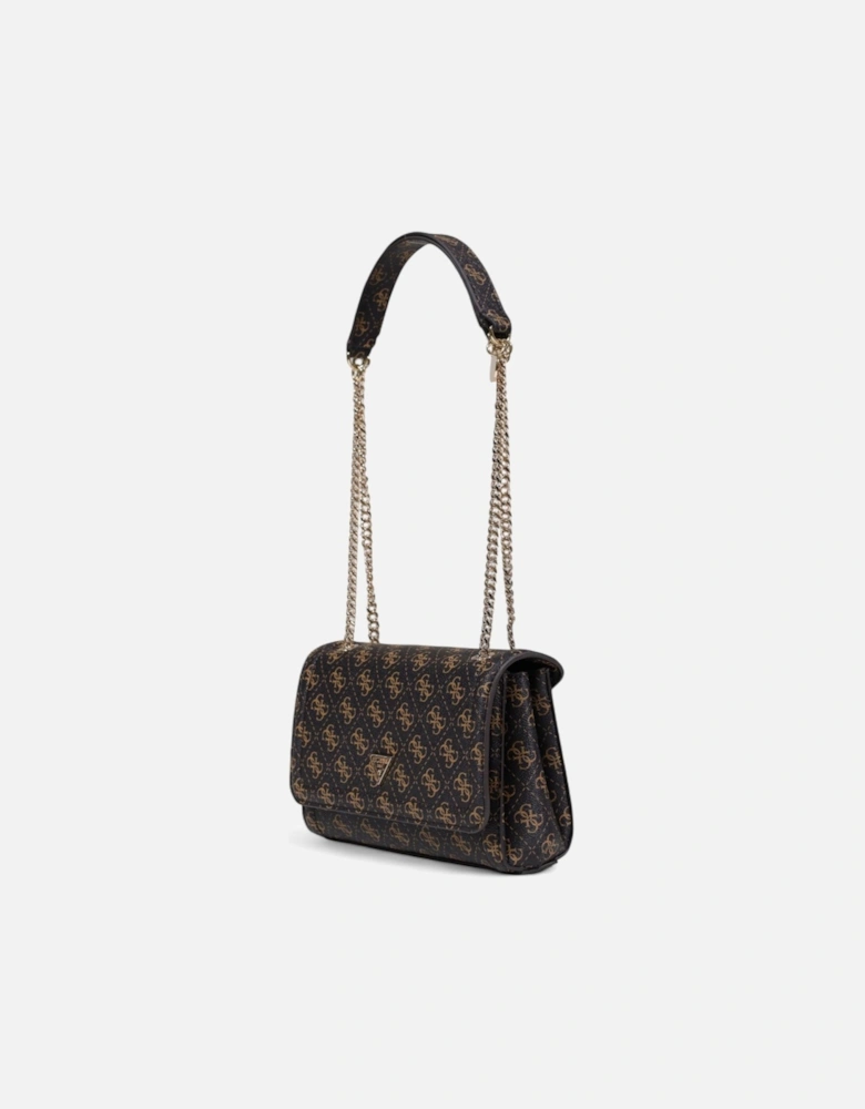 Print Handbag with Automatic Button Fastening Women - Brown Bags