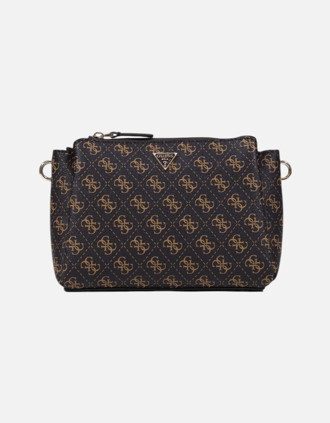 Printed Shoulder Bag with Zip Fastening Women - Brown