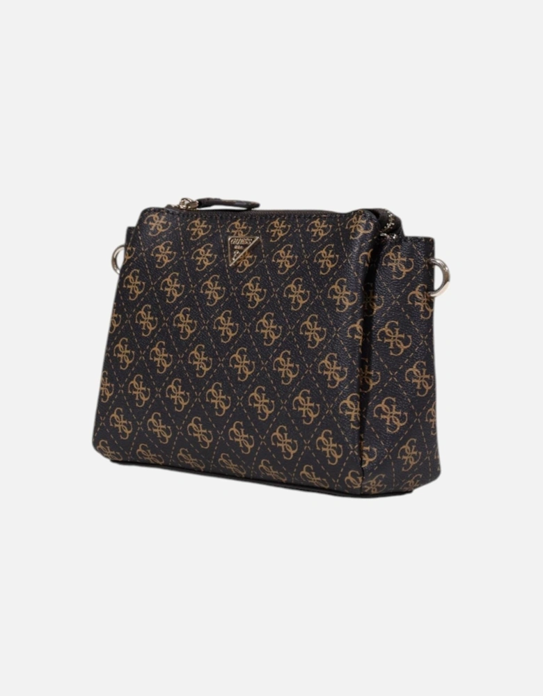 Printed Shoulder Bag with Zip Fastening Women - Brown