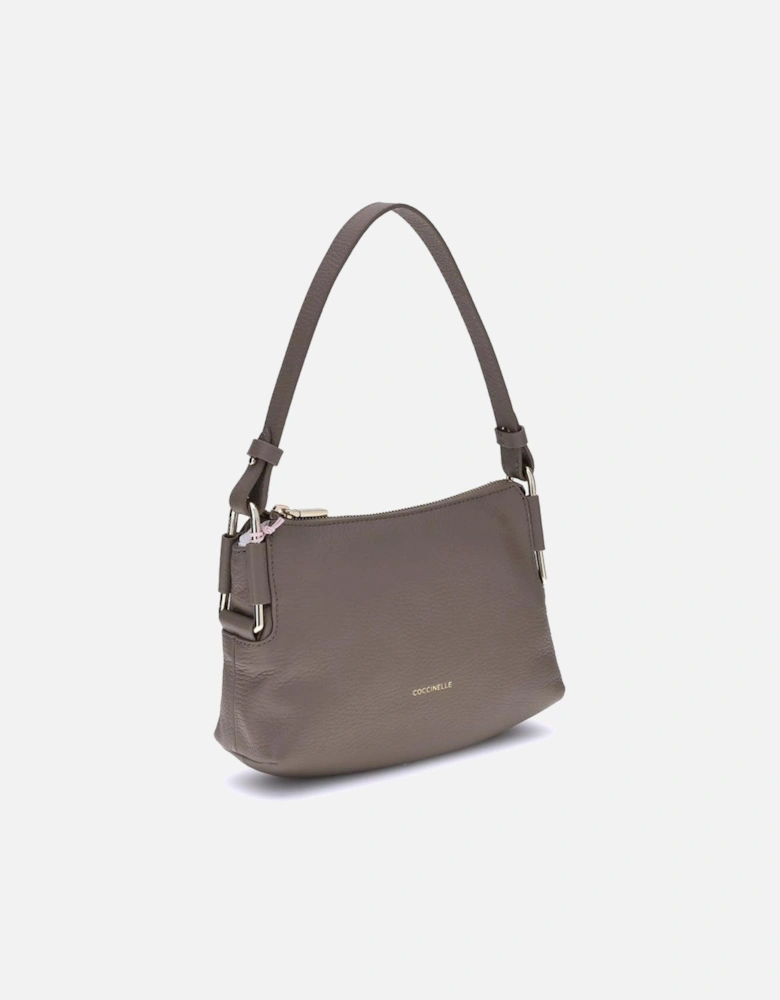 Elegant Leather Shoulder Bag with Adjustable Strap Women - Gray