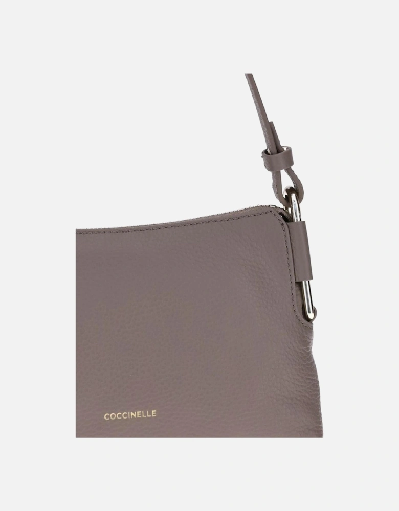 Elegant Leather Shoulder Bag with Adjustable Strap Women - Gray