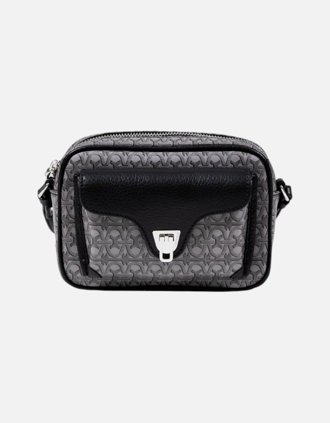 Leather Printed Shoulder Bag with Zip Women - Grey