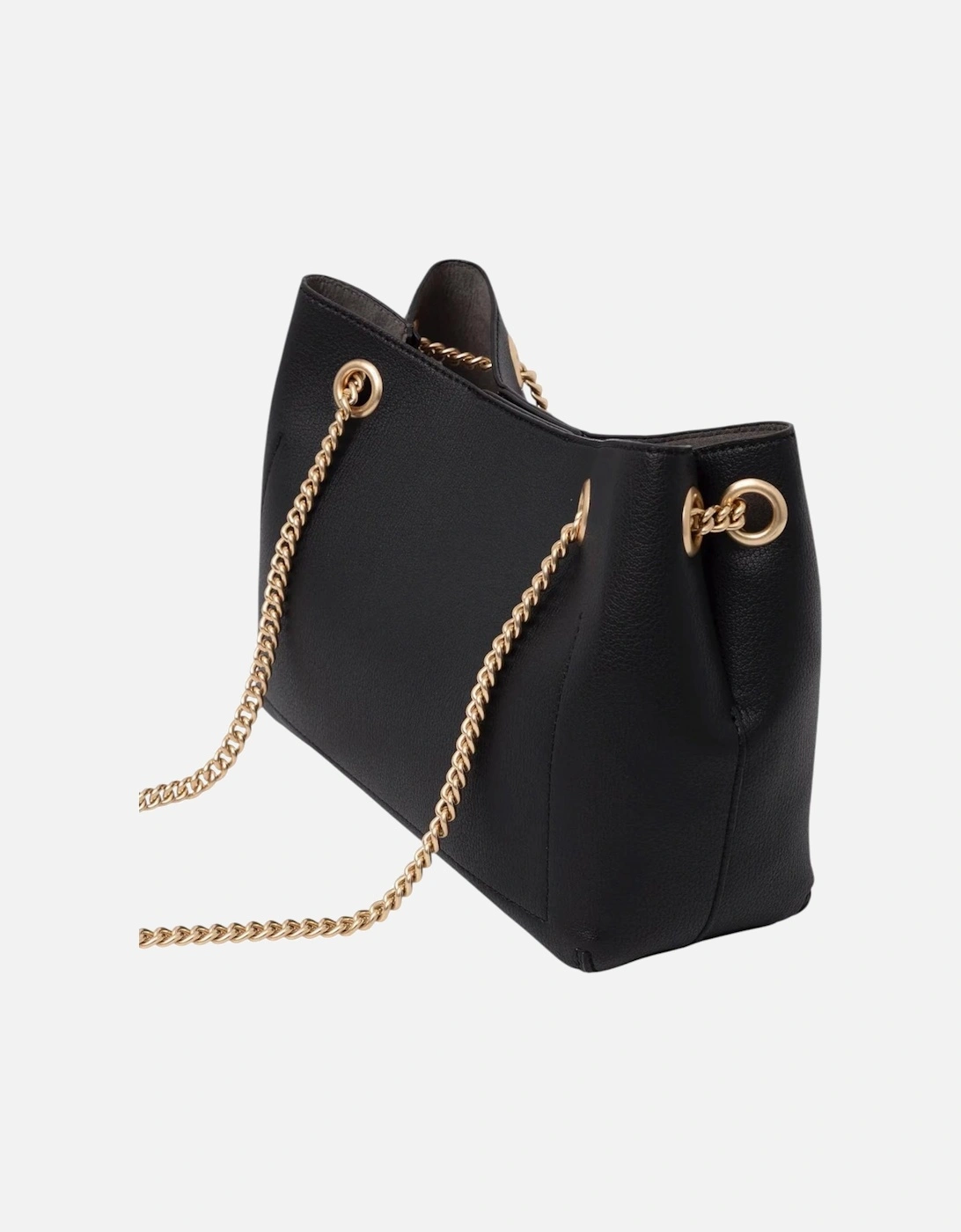 Automatic Button Shoulder Bag with Inside Pockets Women - Black