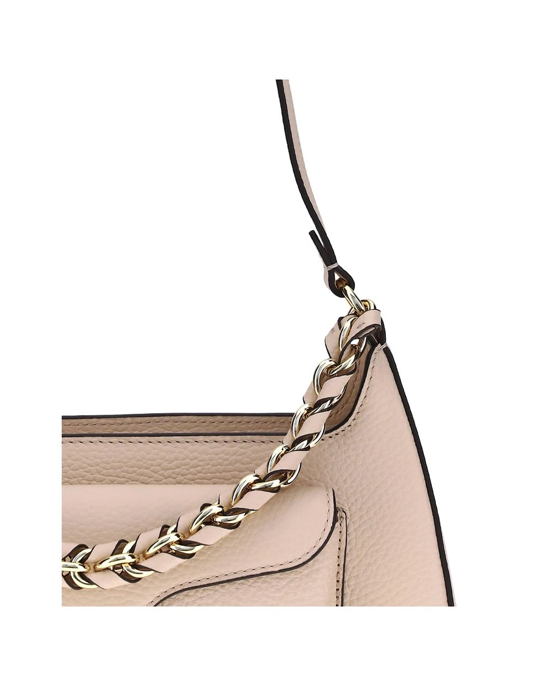 Compact Leather Bag with Chain Handle Women - Beige Shoulder Bags