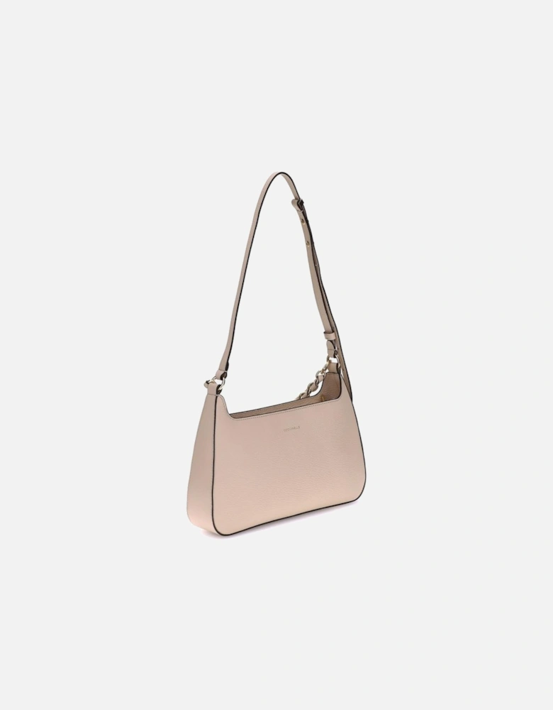 Compact Leather Bag with Chain Handle Women - Beige Shoulder Bags