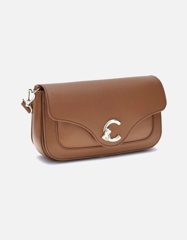 C-Me Shoulder Bag with Gold Logo and Magnetic Closure Women - Brown