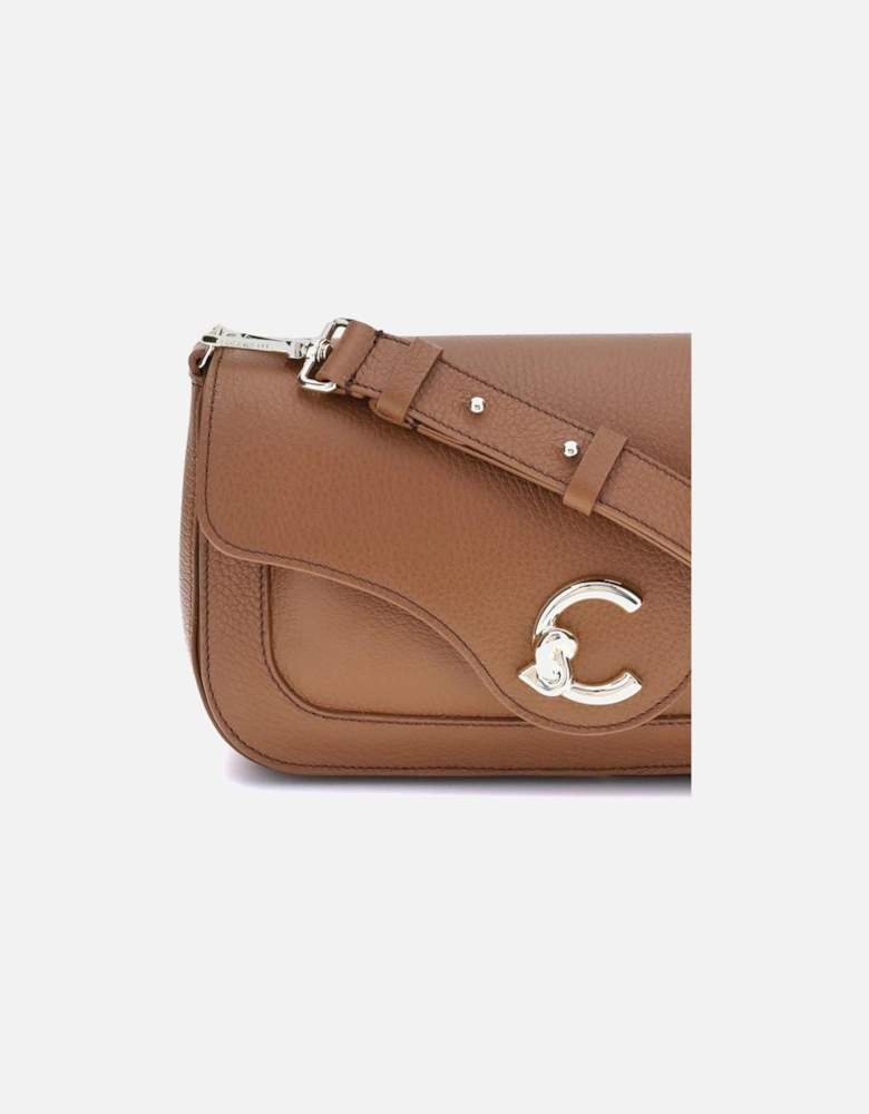 C-Me Shoulder Bag with Gold Logo and Magnetic Closure Women - Brown