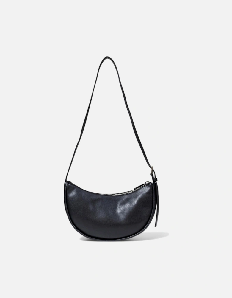 Faux Leather Shoulder Bag with Zip Closure Women - Black