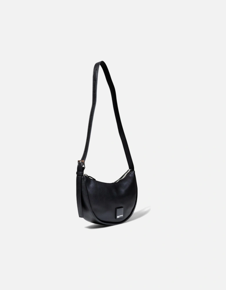 Faux Leather Shoulder Bag with Zip Closure Women - Black