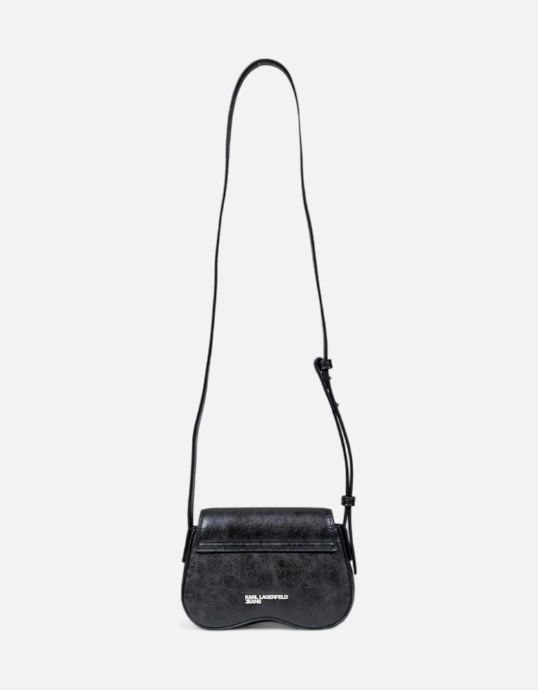Automatic Button Faux Leather Shoulder Bag Women - Black
