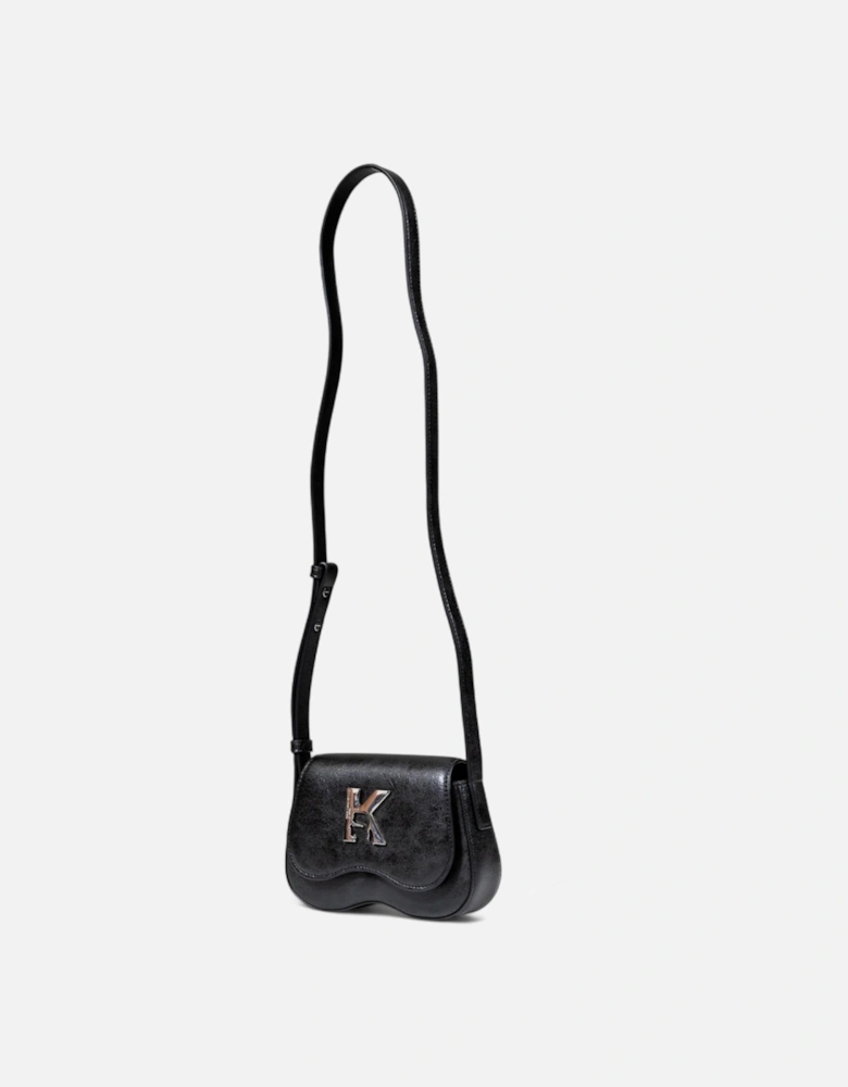 Automatic Button Faux Leather Shoulder Bag Women - Black