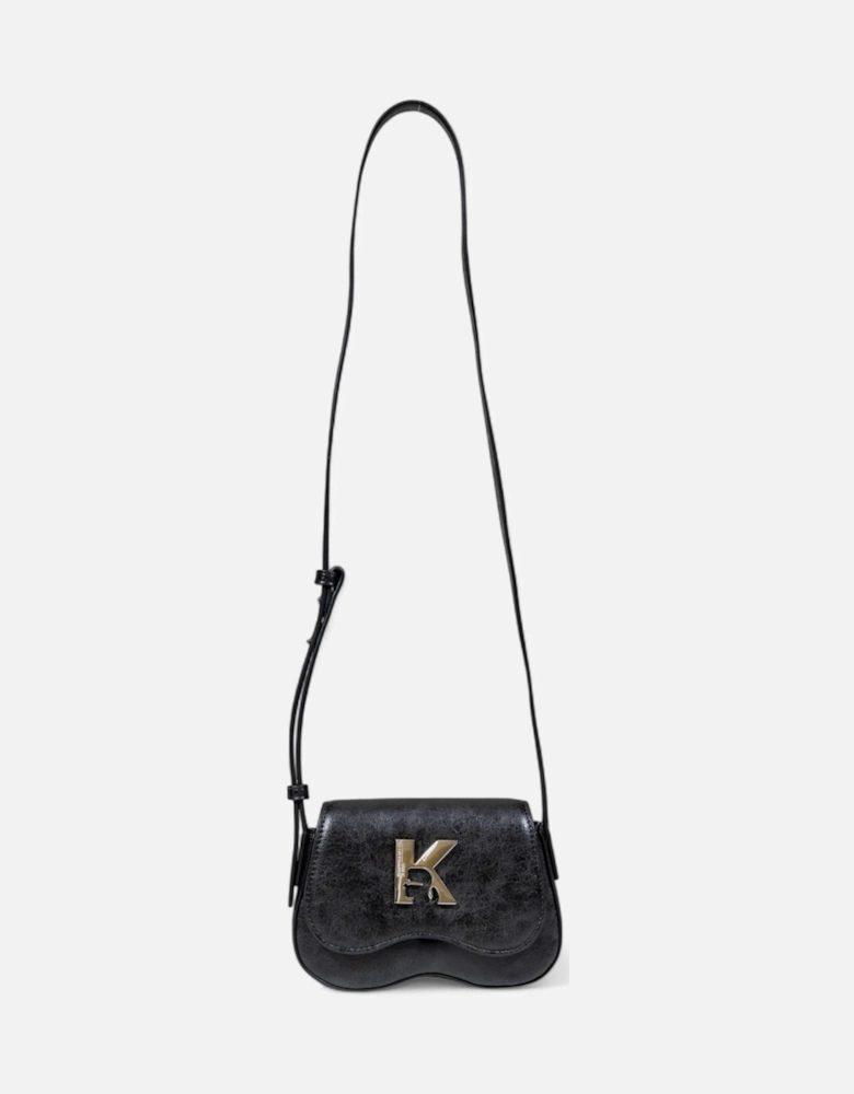 Automatic Button Faux Leather Shoulder Bag Women - Black