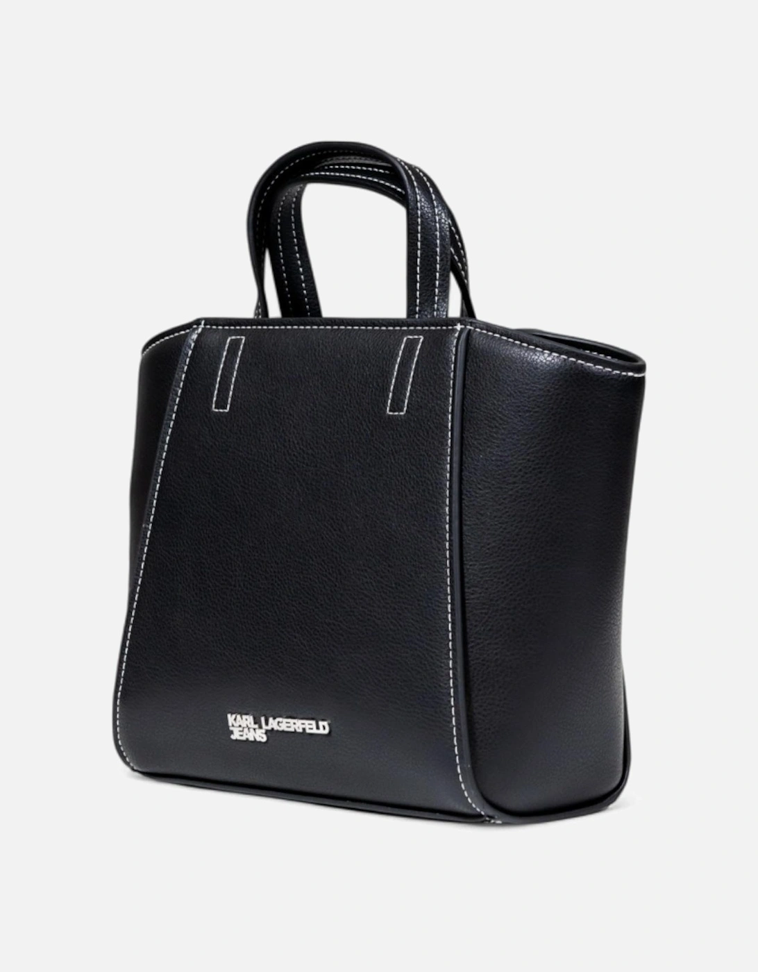 Faux Leather Handbag with Zip Fastening Women - Black Bags