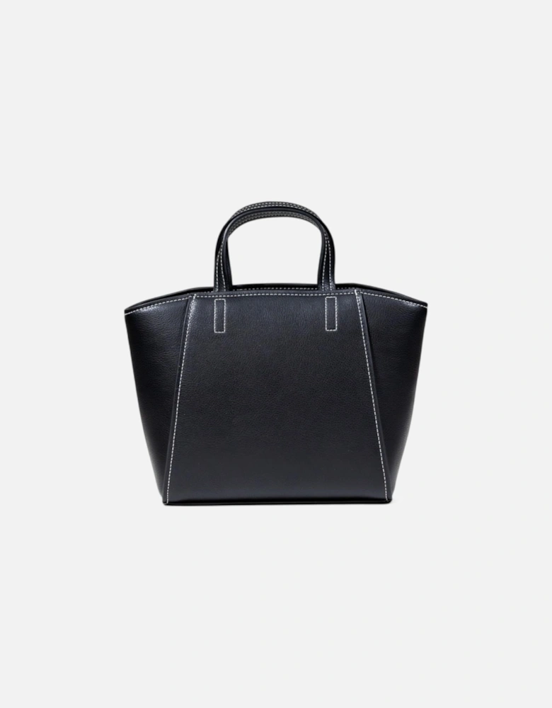 Faux Leather Handbag with Zip Fastening Women - Black Bags